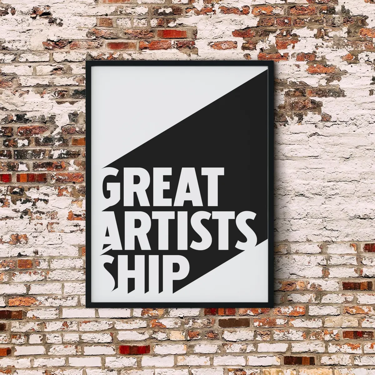 Great Artists Ship in heavy condensed capitals across a strong diagonal black and white split