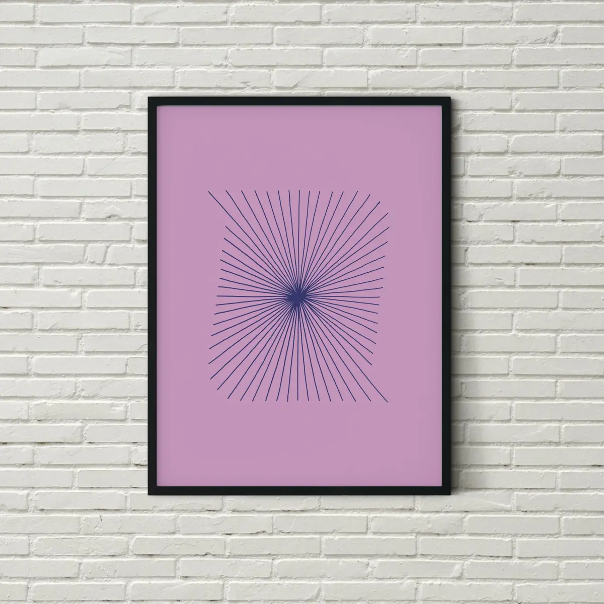 Fine radiating purple line burst on a soft lilac ground